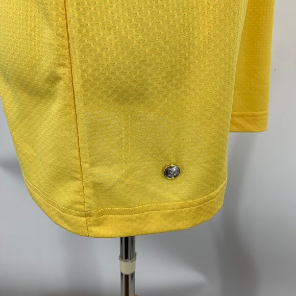 Daily Sports Polo Shirt Womens L Yellow Stretch Collared Snap Button Troon Club - Picture 6 of 16